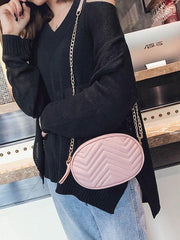 Mojoyce-Wave Pattern Rhombic One Shoulder Chain Bag