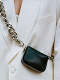 Mojoyce-INS Small Square Thick Chain One Shoulder Mini Cross-body Chest Bag Lipstick Change Satchel