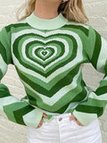 Mojoyce-Heart Jacquard Argyle Jumper Sweater