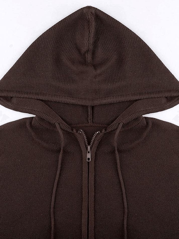 Mojoyce-Hooded Crop Knit Cardigan
