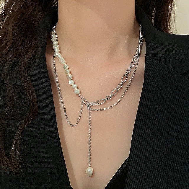 1PC Necklace For Women's Pearl Necklace for Women 18k Gold Filled Dainty Freshwater Pearl Necklace Handmade Simple Pearl Necklaces Everyday Jewelry Gifts