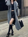 Women's Cardigan Sweater Jumper Cable Knit Long Oversized Solid Color Shirt Collar Stylish Casual Outdoor Daily Fall Winter Dark Gray Beige One-Size