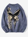 Mojoyce-Oversized Butterfly Jacquard Sweater
