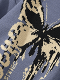 Mojoyce-Oversized Butterfly Jacquard Sweater