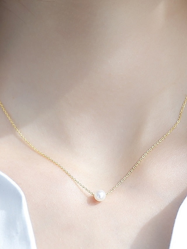 1PC Necklace For Women's Pearl White Daily Alloy Classic