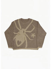 Mojoyce-Spider Print Baggy Knit Sweater