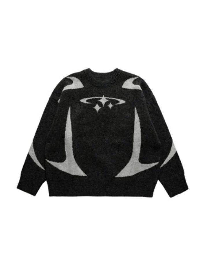 Mojoyce-Star Jacquard Baggy Sweater