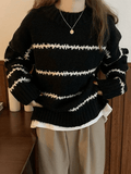Mojoyce-Striped Jumper Knit Sweater